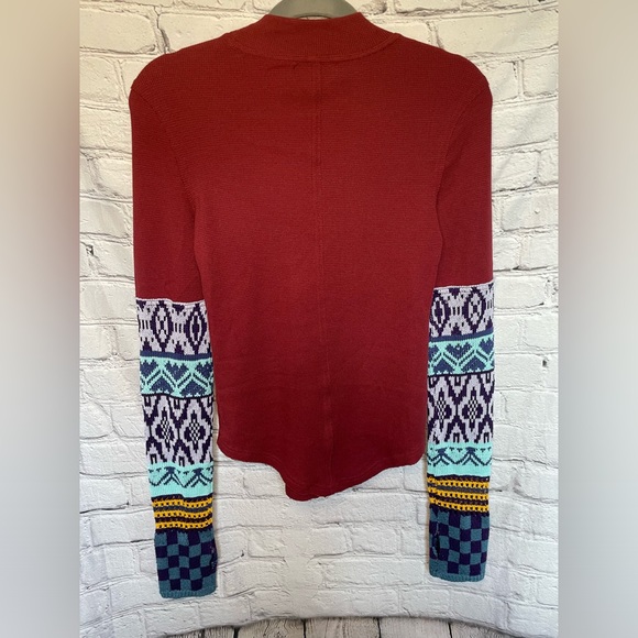 NWT We The Free Gorgeous Cuff Thermal Top - Wild Garnet Combo - Size Small - Picture 11 of 17
